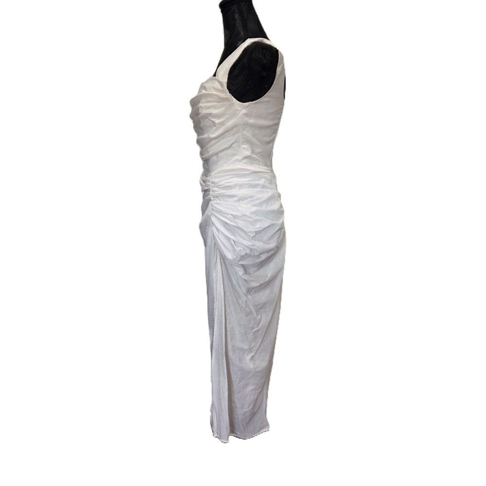 Chou Chou Women's Off-White Flattering Strapless Ruched Dress Lined Sz M - Picture 2 of 7
